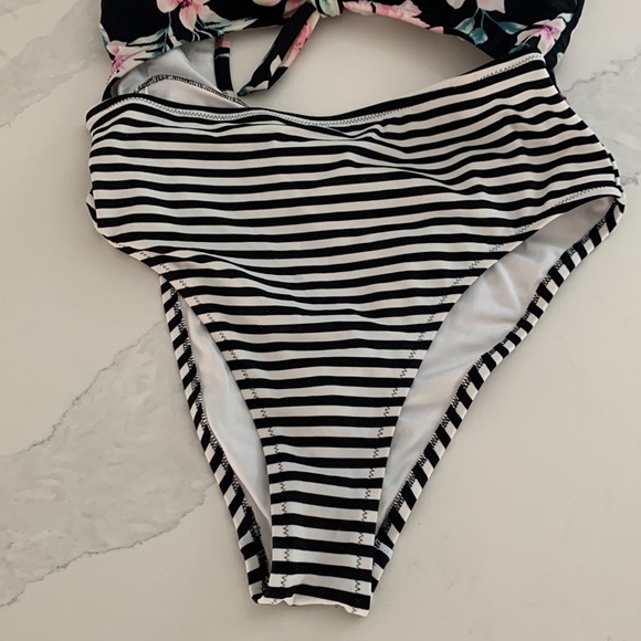PINK Victoria’s Secret Hawaiian Floral Stripe Cut-Out One Piece Swimsuit - Picture 3 of 9
